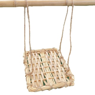 Подвесная подставка-полочка из лозы и сыти, 21*13/2 см, длина веревок 25 см  ручная работа