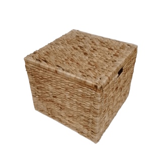 Корзина плетеная универсальная с крышкой (камыш), 55*55*Н45 см, ручная работа