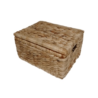 Корзина плетеная универсальная с крышкой (камыш), 33*25*Н15 см, ручная работа