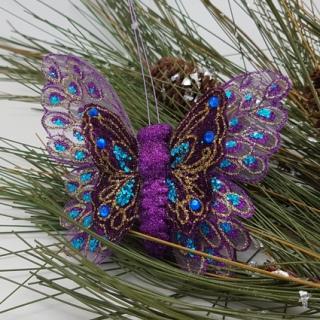 Бабочка фиолетовая на прищепке
